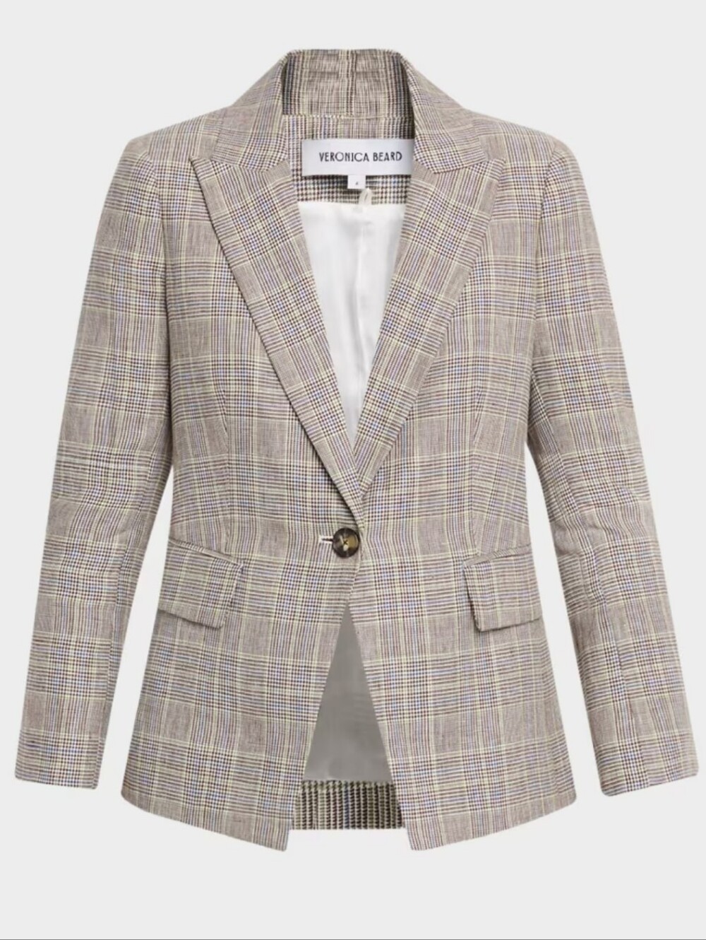 VERONICA BEARD OBIE DICKEY LINEN JACKET IN OFF-WHITE  MULTI /SIZE:16